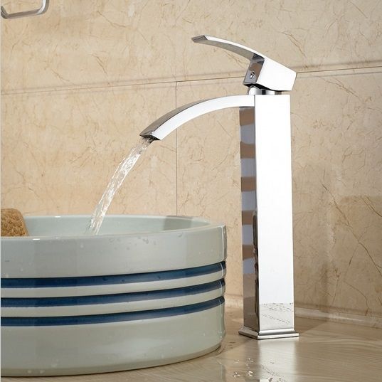 Waschtischarmatur Enzo High, Wasserfall-Design, Aufsatzmontage, Chrom-Finish