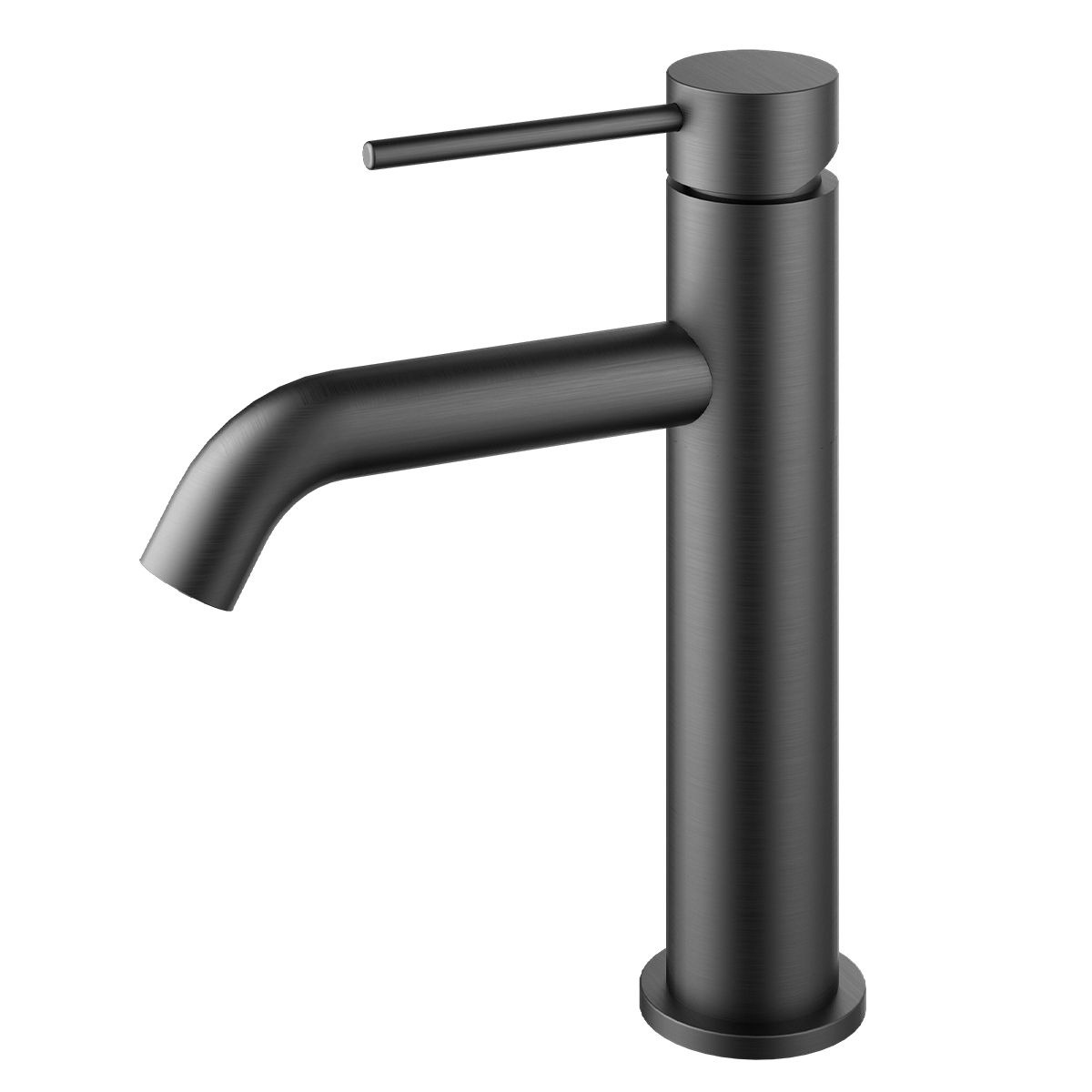 Waschbeckenarmatur, Gun Grey, mit Perlator, Edelstahl, Waschbeckenmontage, Fino