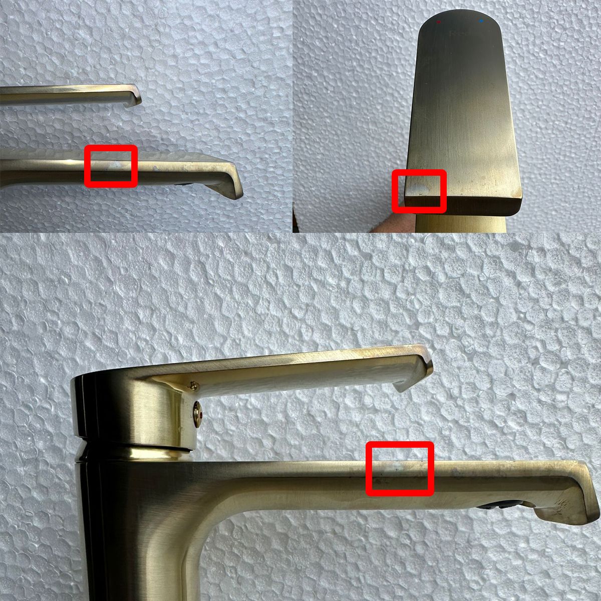 Waschbeckenarmatur Hass Gold, B-Ware, gebürstetes Gold-Finish, galvanisiert, Aufsatzmontage