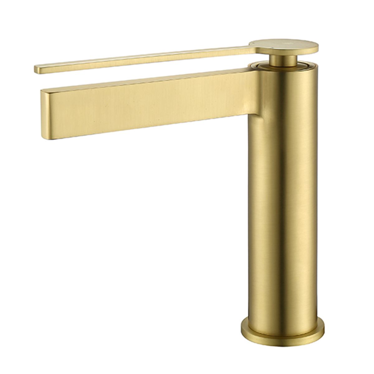 Waschbeckenarmatur, schlanker Hebel und Auslauf, Mattgold, Waschbeckenmontage, Elis