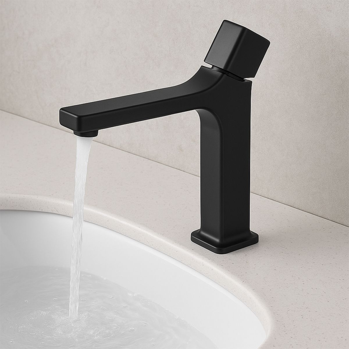 Waschbecken-Armatur, Waschbeckenmontage, Perlator, Messing, Mattschwarz, Aria
