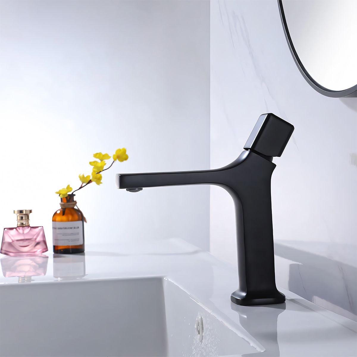 Waschbecken-Armatur, Waschbeckenmontage, Perlator, Messing, Mattschwarz, Aria