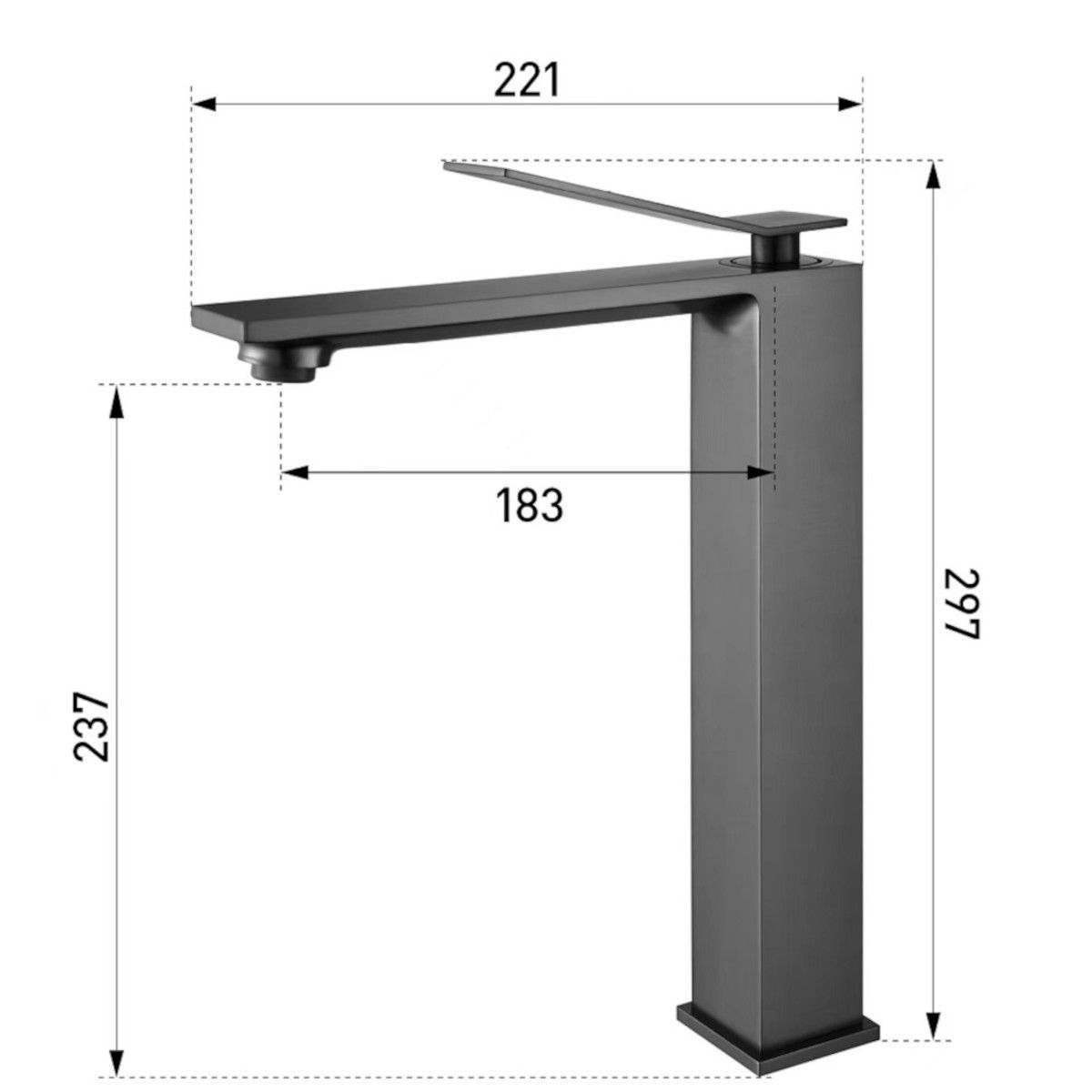 Waschbeckenarmatur, Mattschwarz, mit Perlator, Aufsatzmontage, Delos