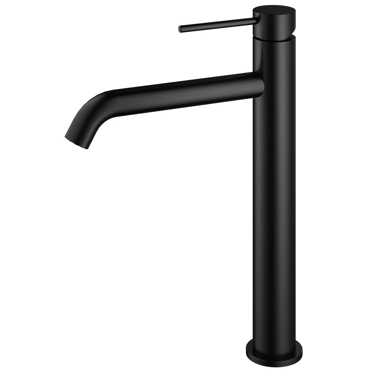 Waschbeckenarmatur, Mattschwarz, mit Perlator, Edelstahl, Aufsatzmontage, Fino