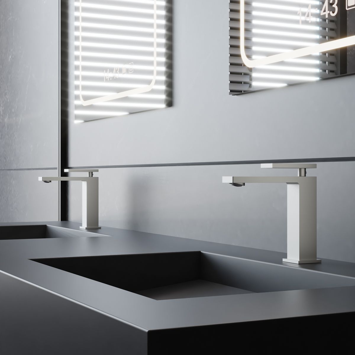 Waschbeckenarmatur, Nickel Matt, mit Perlator, Edelstahl, Waschbeckenmontage, Armonia