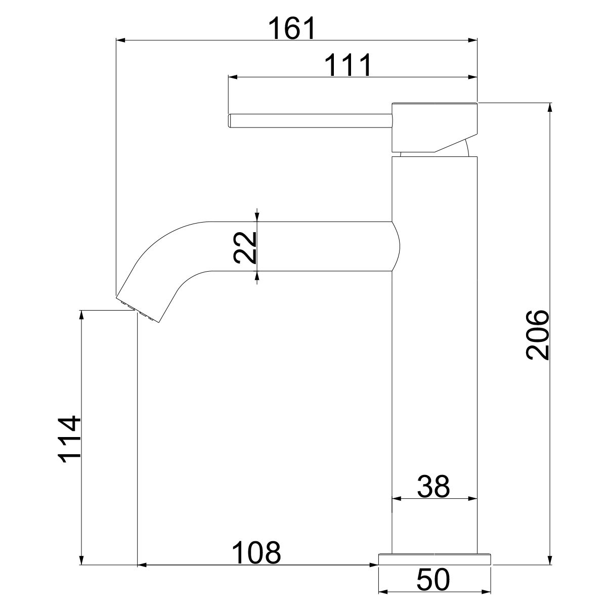 Waschbeckenarmatur, Nickel Matt, mit Perlator, Edelstahl, Waschbeckenmontage, Fino