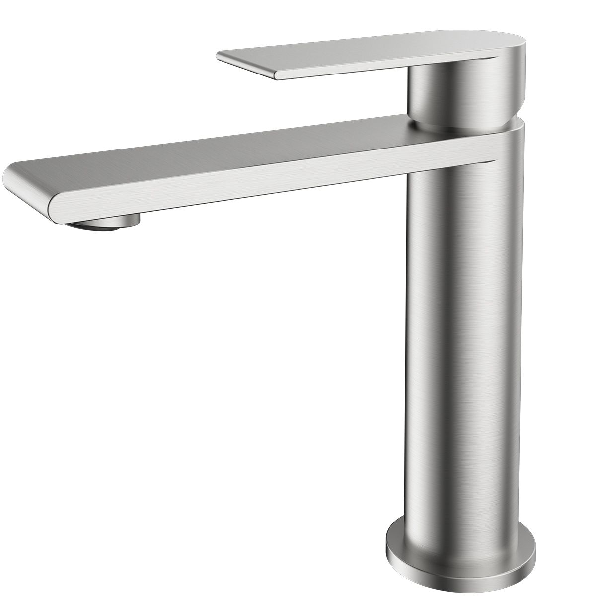 Waschbeckenarmatur, Nickel Matt, mit Perlator, Edelstahl, Waschbeckenmontage, Sereno