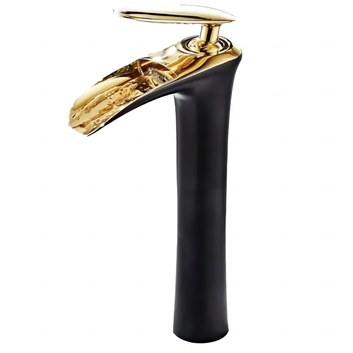 Waschbeckenarmatur Noto, Schwarz, glänzend Gold, 29 cm, Aufsatzmontage