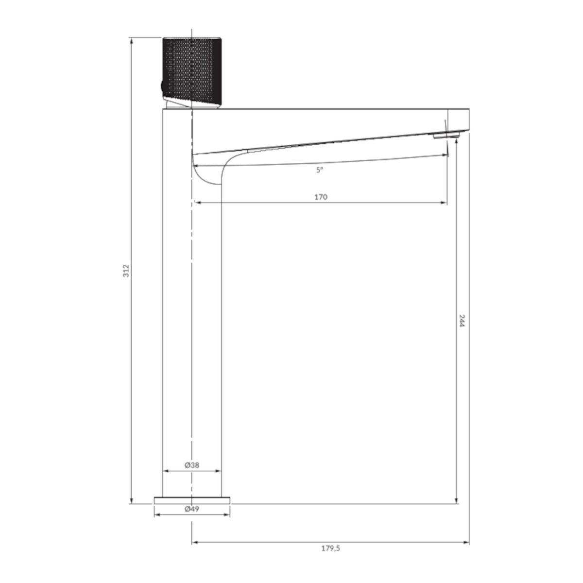 Waschtischarmatur OMNIRES CONTOUR, Gold, gebürstetes PVD-Finish, Luftsprudler, Aufsatzmontage
