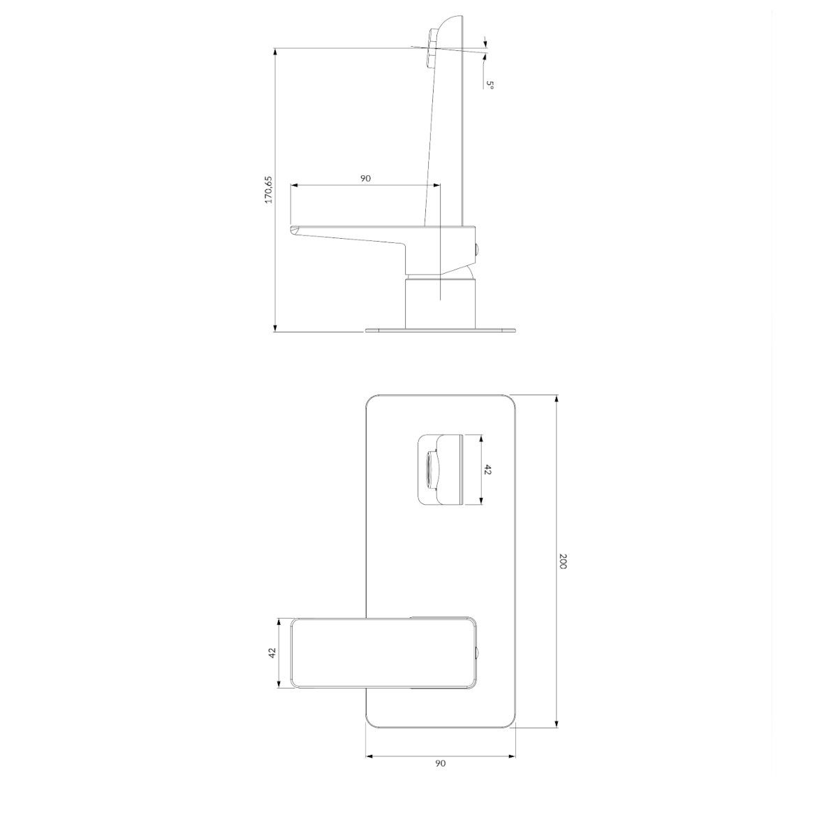 OMNIRES PARMA Waschtischarmatur, PVD-Finish, Nickel, Luftsprudler, Wandmontage