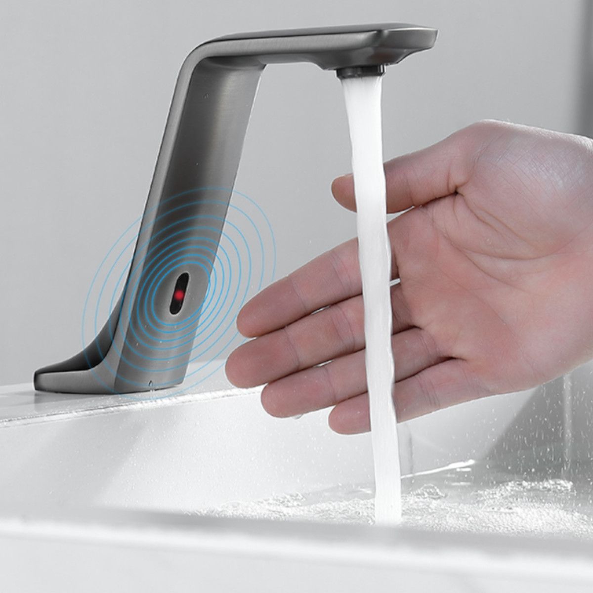 Waschbeckenarmatur Pepe mit Sensor, Chrom, Waschbeckenmontage, Batteriebetrieb
