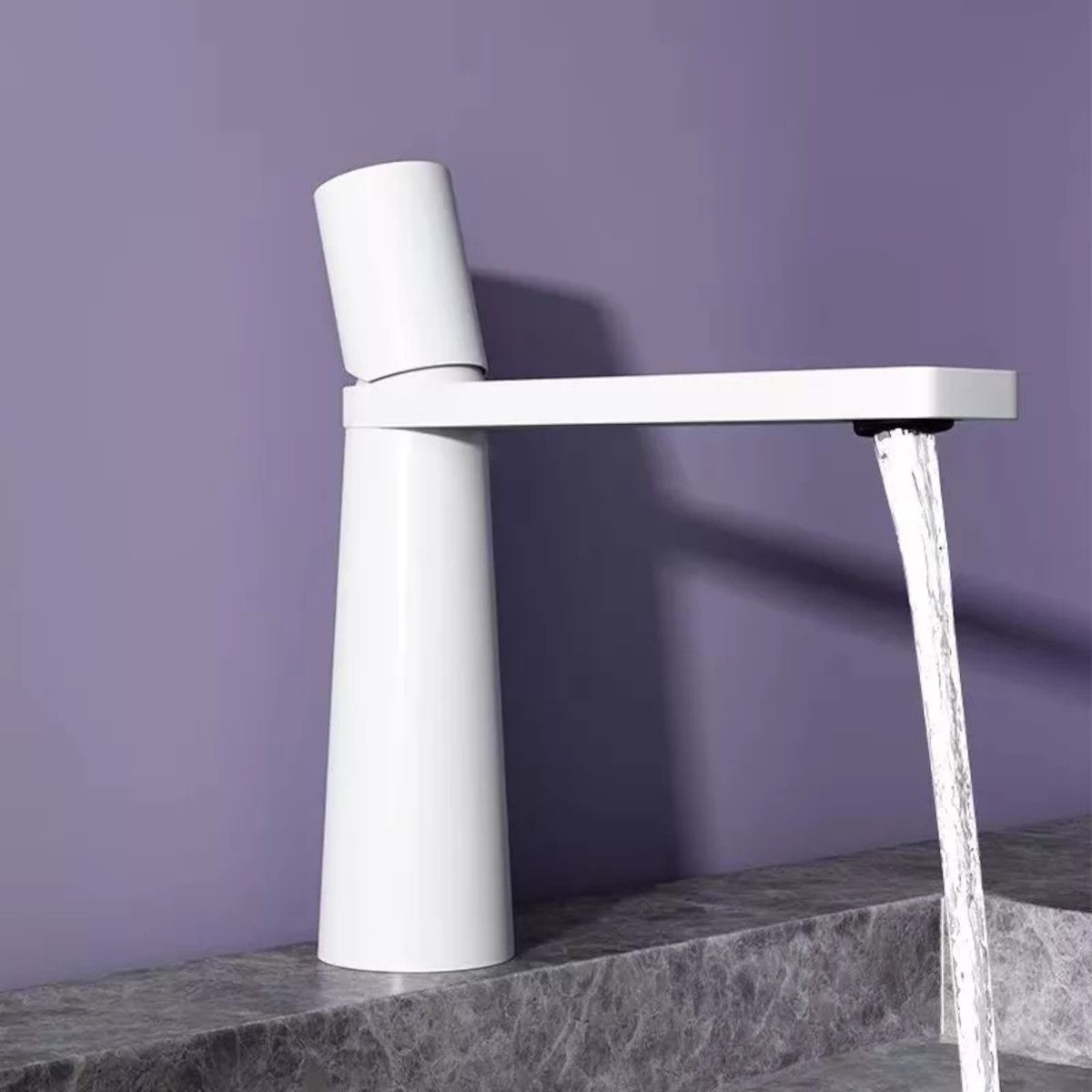 Waschbeckenarmatur Pilar, Mattweiß, Höhe 18,5 cm, Waschbeckenmontage