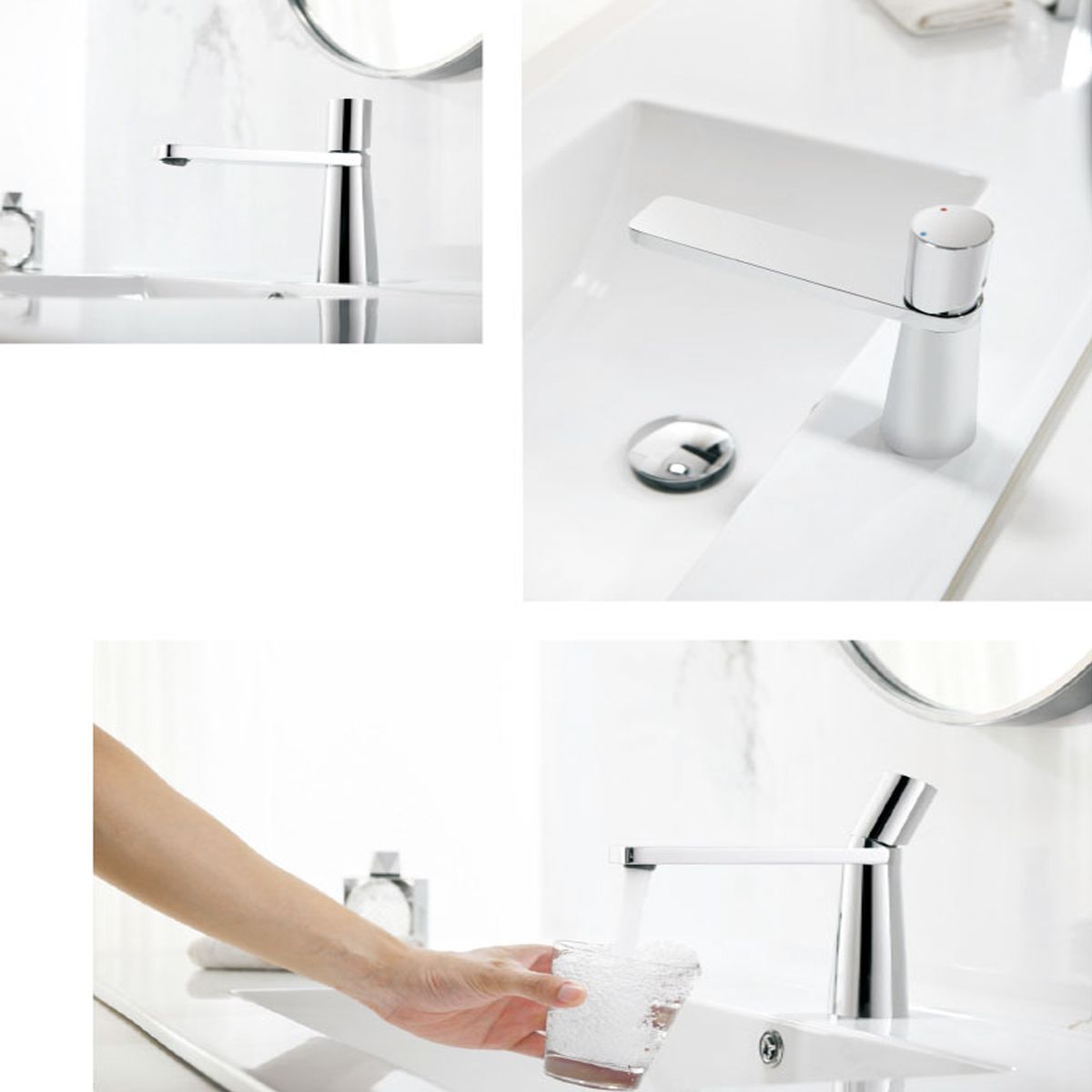 Waschbeckenarmatur Pilar, Chrom, Höhe 18,5 cm, Waschbeckenmontage