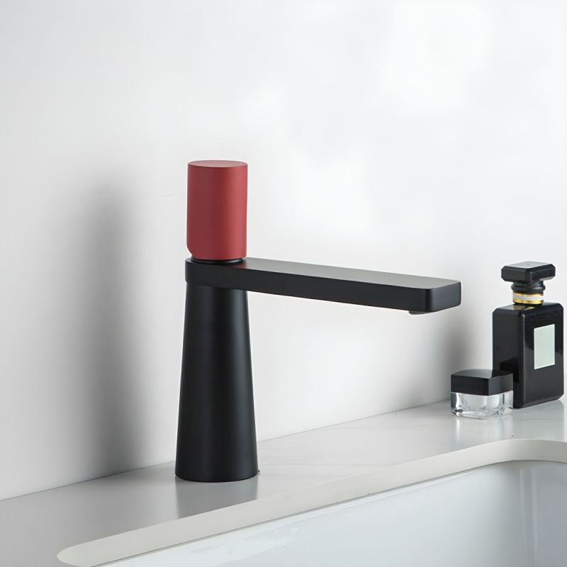 Waschbeckenarmatur Pilar, Schwarz/Rot, Höhe 18,5 cm, Waschbeckenmontage