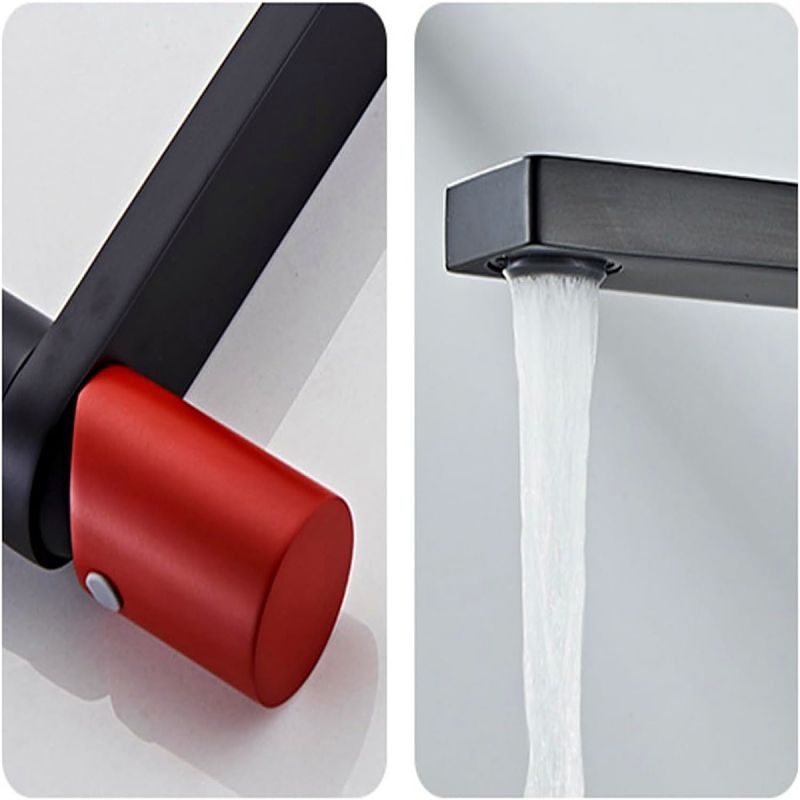 Waschbeckenarmatur Pilar, Schwarz/Rot, Höhe 18,5 cm, Waschbeckenmontage