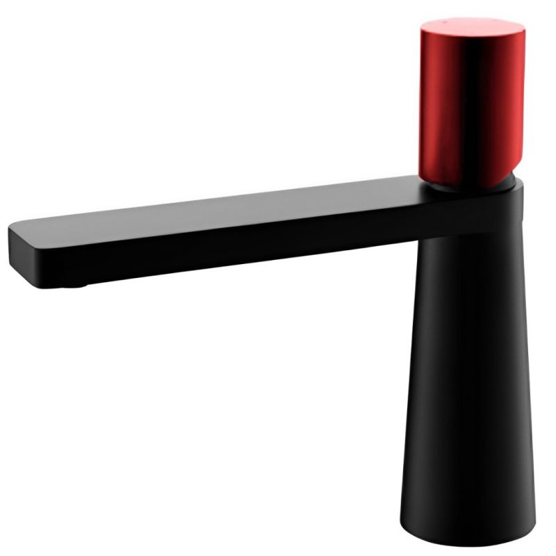 Waschbeckenarmatur Pilar, Schwarz/Rot, Höhe 18,5 cm, Waschbeckenmontage