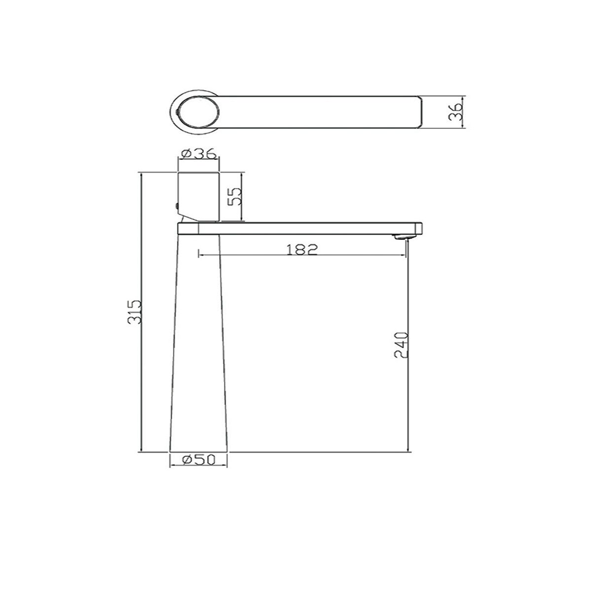 Waschbeckenarmatur Pilar, Mattschwarz, Höhe 31,5 cm, Aufsatzmontage