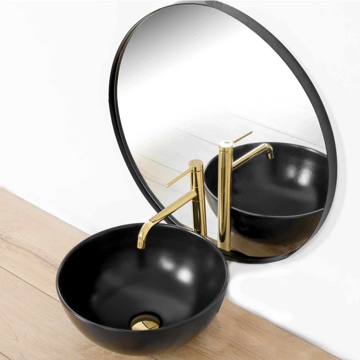 REA Lugano Gold Slim High Waschtischarmatur, Aufsatzmontage, Luftsprudler, 360-Grad-schwenkbarer Auslauf, glänzendes Gold-Finish