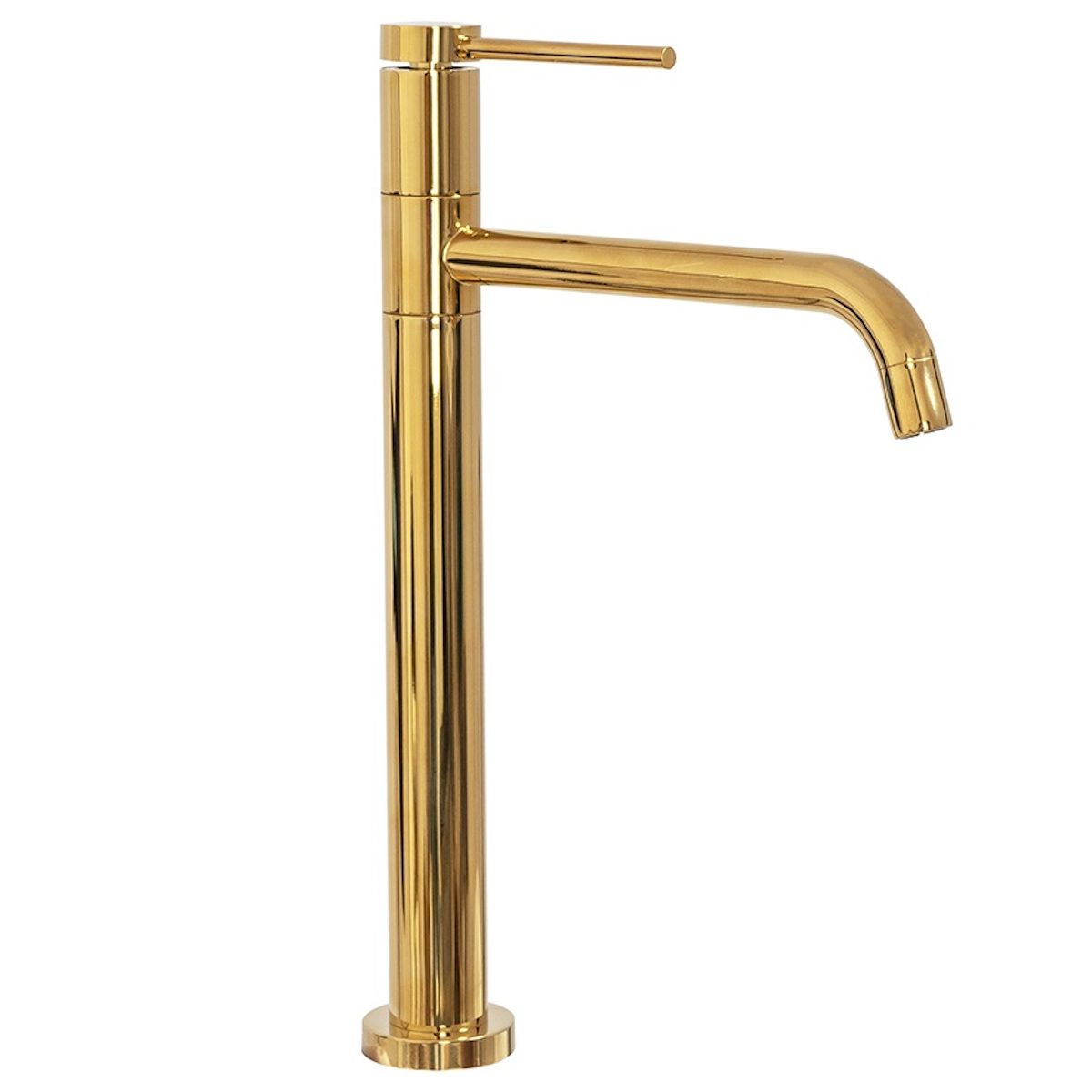 REA Lugano Gold Slim High Waschtischarmatur, Aufsatzmontage, Luftsprudler, 360-Grad-schwenkbarer Auslauf, glänzendes Gold-Finish