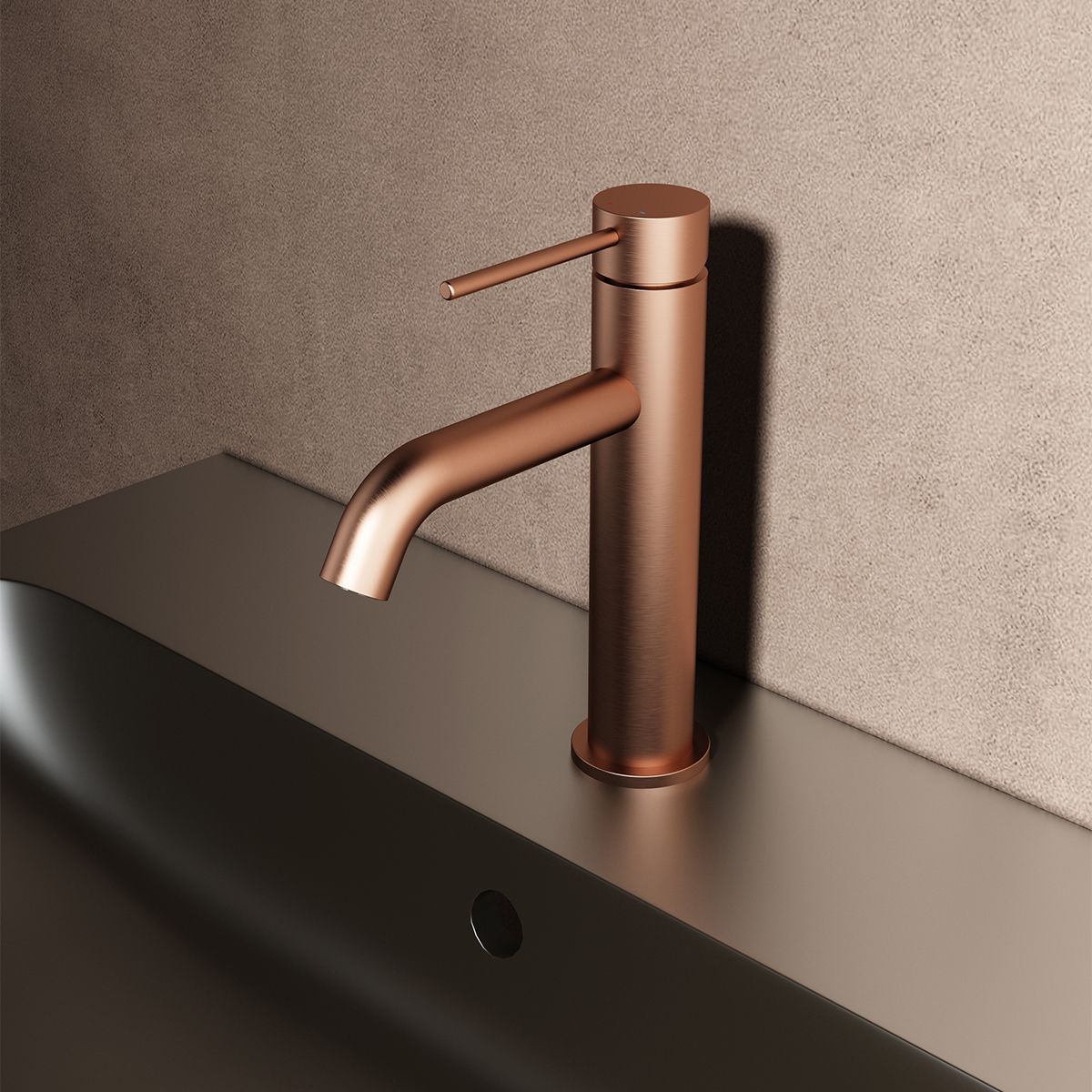 Waschbeckenarmatur, Roségold Matt, mit Perlator, Edelstahl, Waschbeckenmontage, Fino