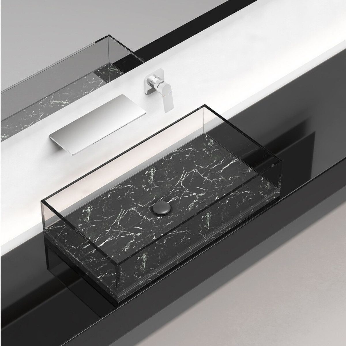 Waschbeckenarmatur, Wasserfall-Design, Chrom, Wandmontage, Messing, Einhebelmischer, Fantezia