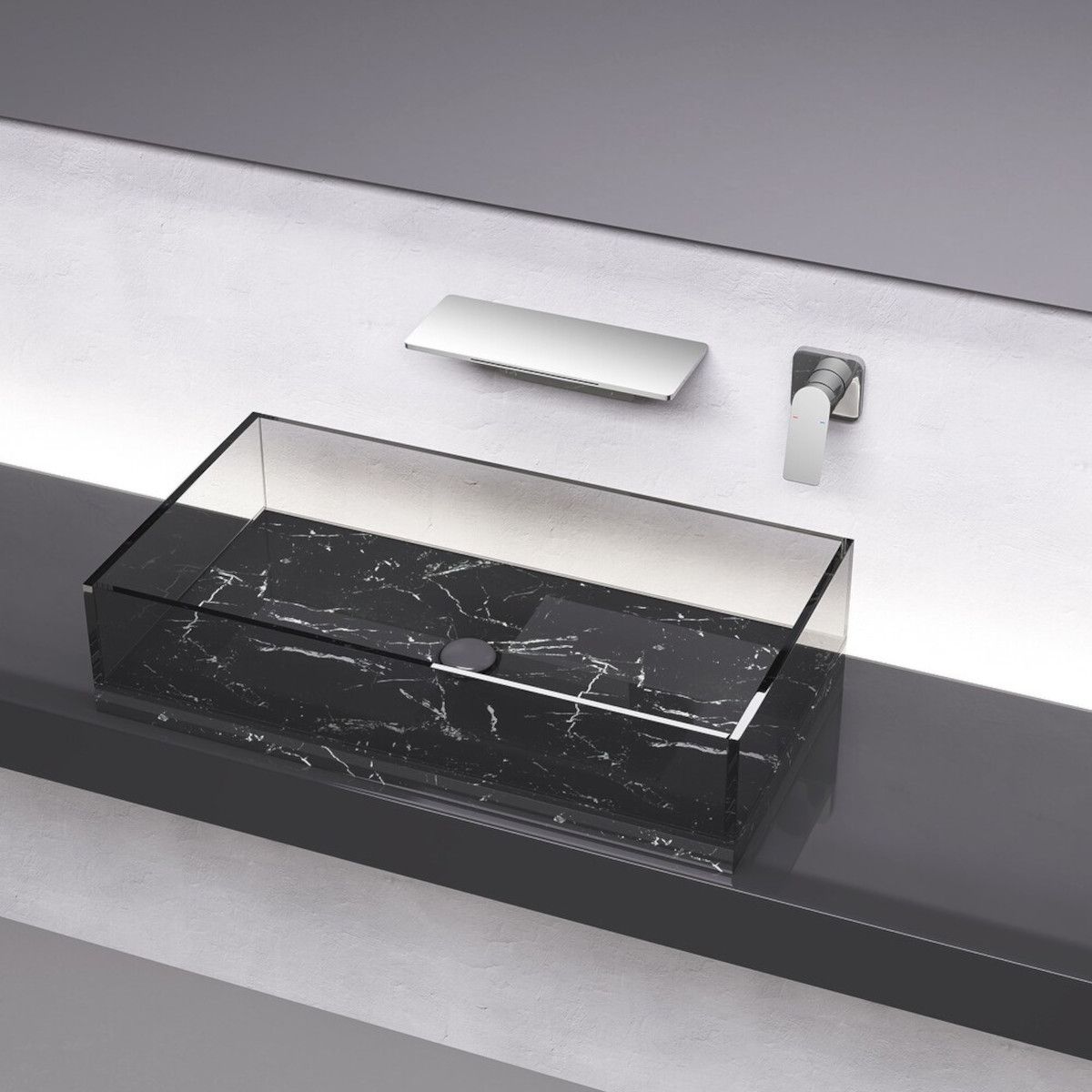 Waschbeckenarmatur, Wasserfall-Design, Chrom, Wandmontage, Messing, Einhebelmischer, Fantezia