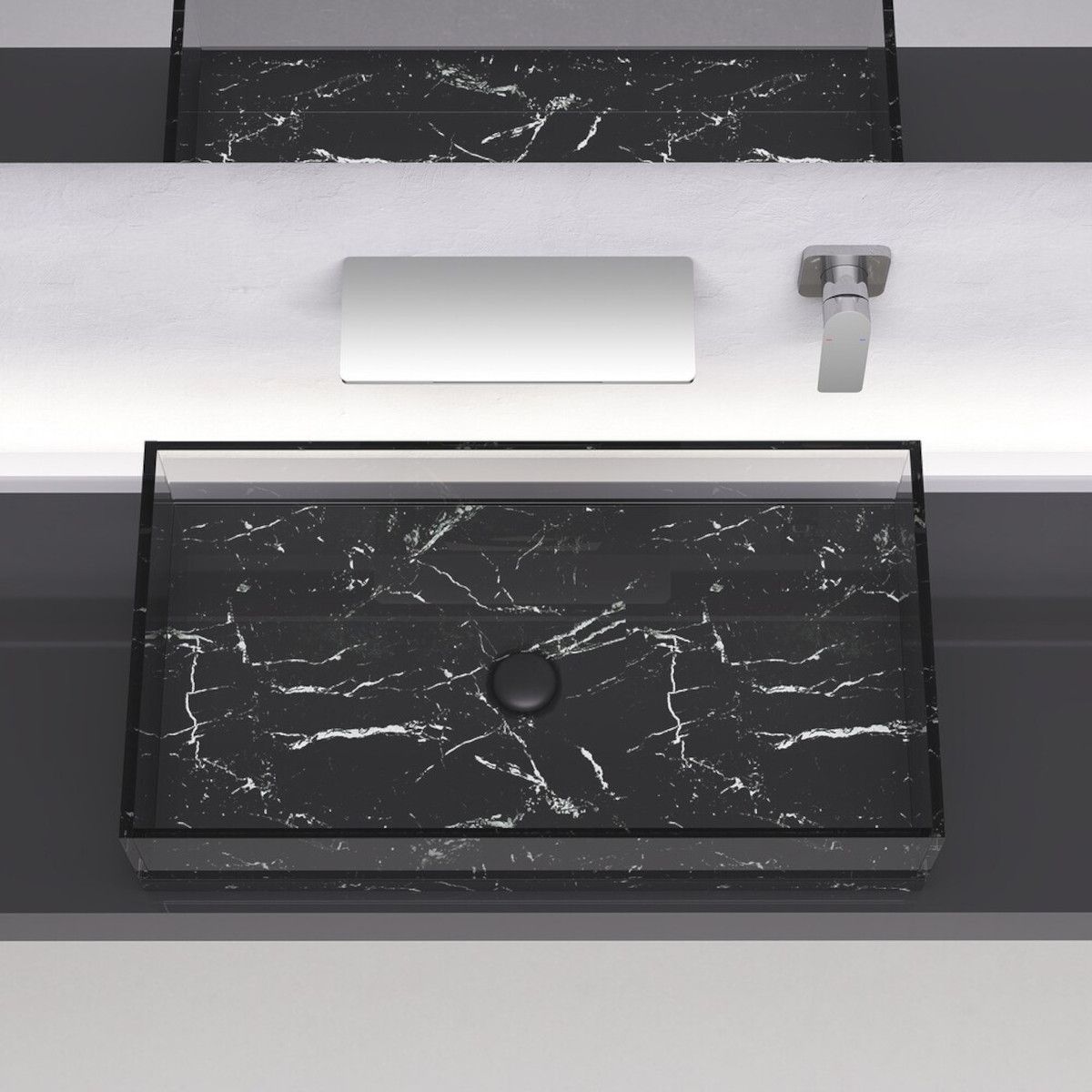 Waschbeckenarmatur, Wasserfall-Design, Chrom, Wandmontage, Messing, Einhebelmischer, Fantezia