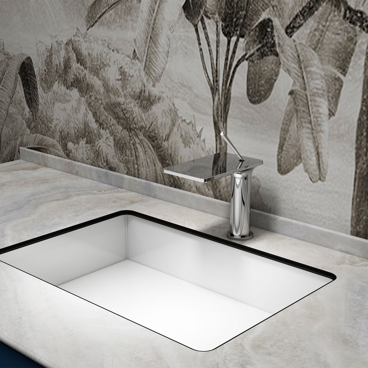 Waschbeckenarmatur, Wasserfall-Design, Chrom, Waschbeckenmontage, Dion