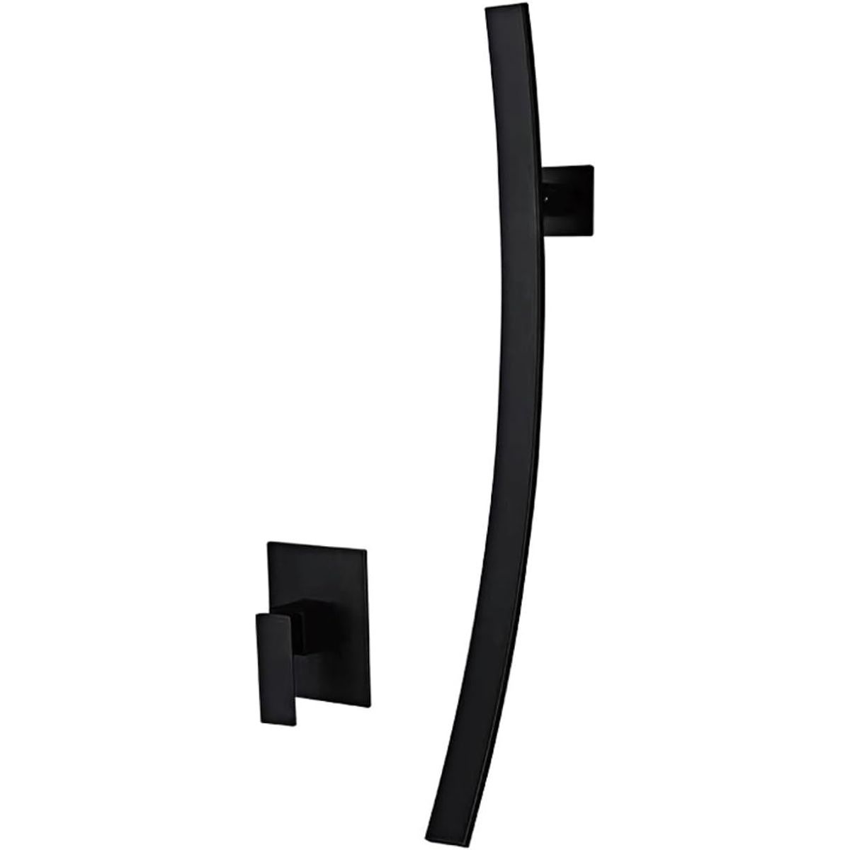 Waschbeckenarmatur, Wasserfall Design, Einhebelmischer, Mattschwarz, Messing, Wandmontage, Fluvia