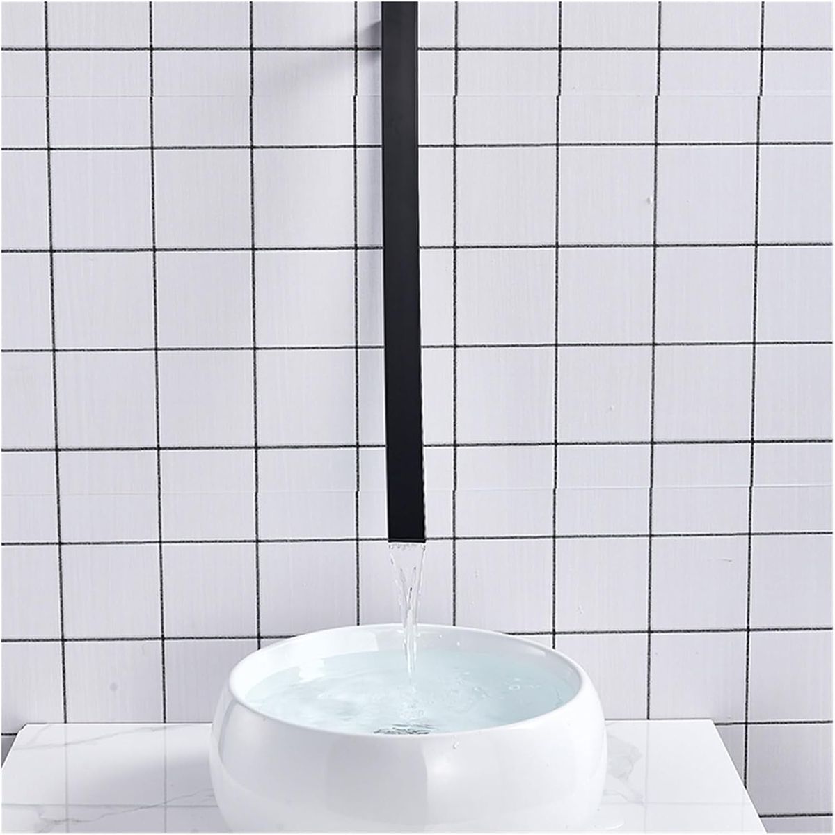 Waschbeckenarmatur, Wasserfall Design, Einhebelmischer, Mattschwarz, Messing, Wandmontage, Fluvia