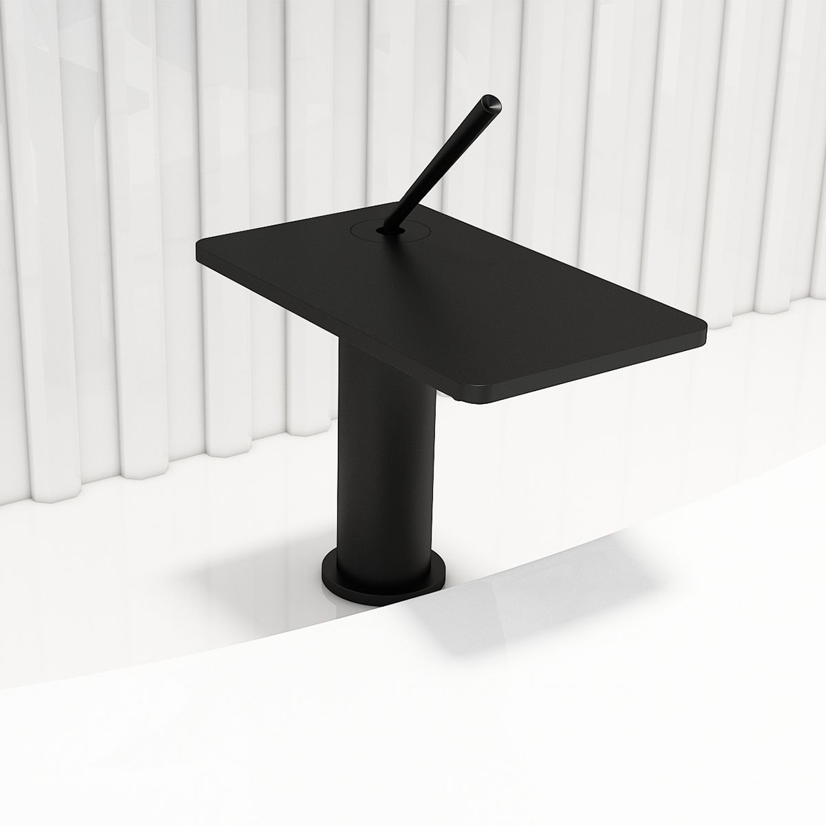 Waschbeckenarmatur, Wasserfall-Design, Mattschwarz, Waschbeckenmontage, Dion