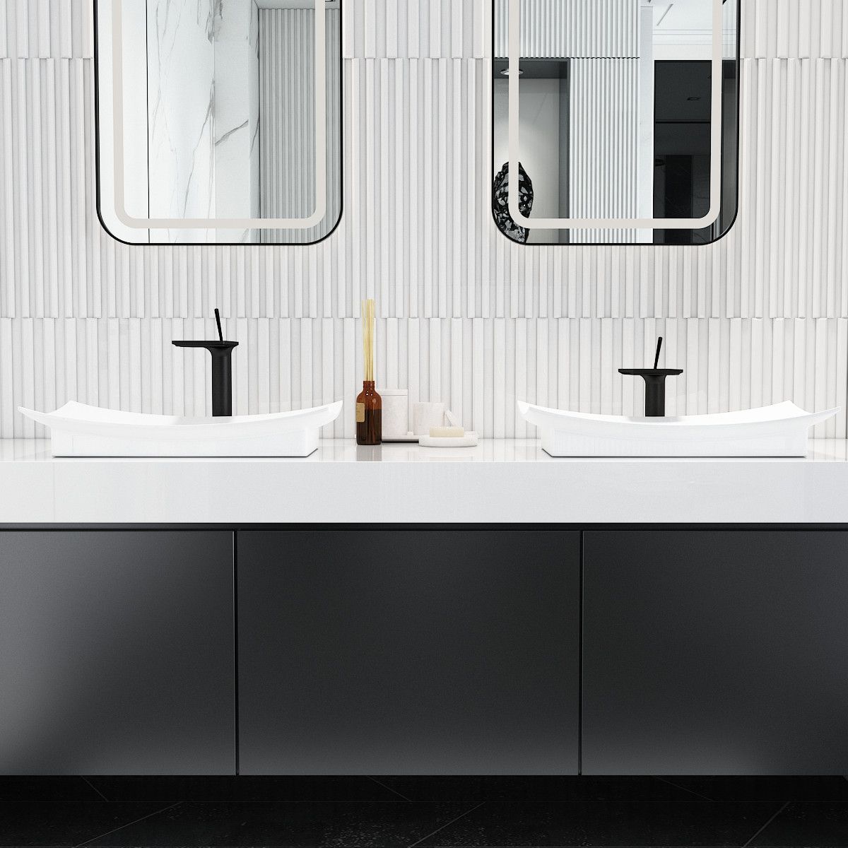 Waschbeckenarmatur, Wasserfall-Design, mit Perlator, Chrom, Aufsatzmontage, Höhe 26 cm, Dion