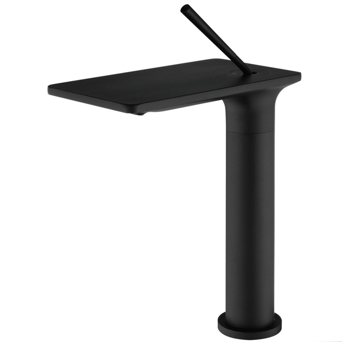 Waschbeckenarmatur, Wasserfall-Design, mit Perlator, Mattschwarz, Aufsatzmontage, Höhe 26 cm, Dion