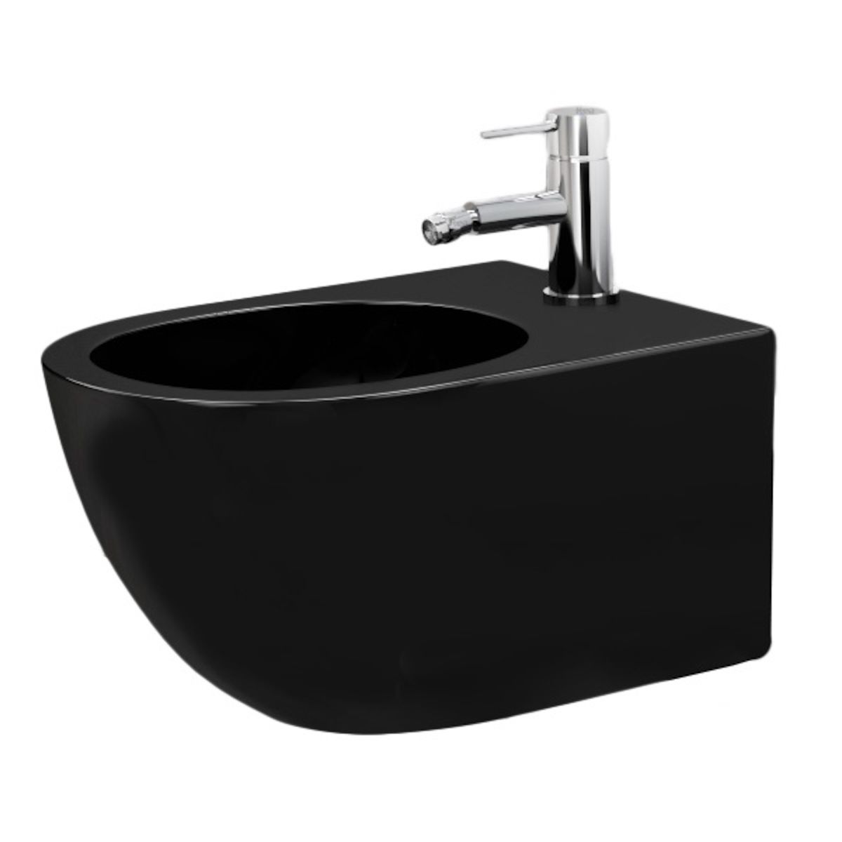 Bidet Carlo, Hochglanzschwarz, 49x37 cm Sanitärkeramik, Wandmontage
