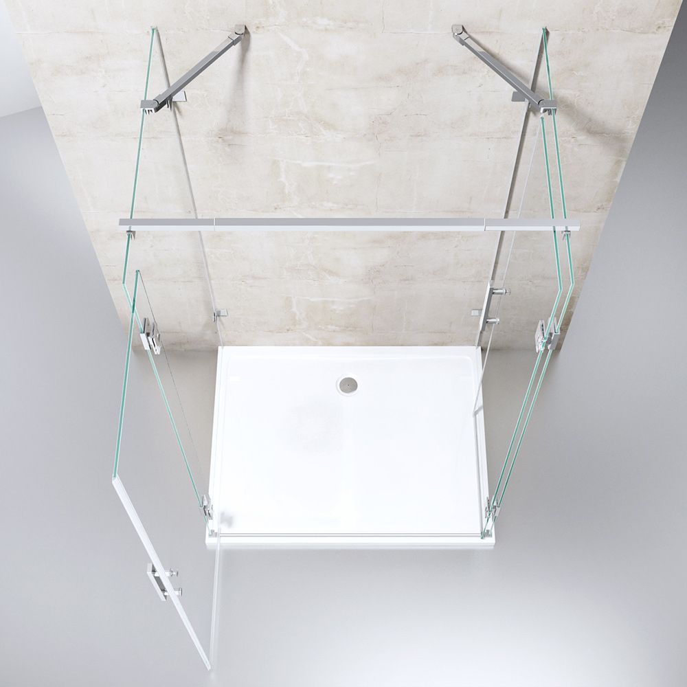 Duschkabine EGO-40, 3 Seiten, Flügeltüren mit 180°-Öffnung, 8 mm Glas, verschiedene Größen
