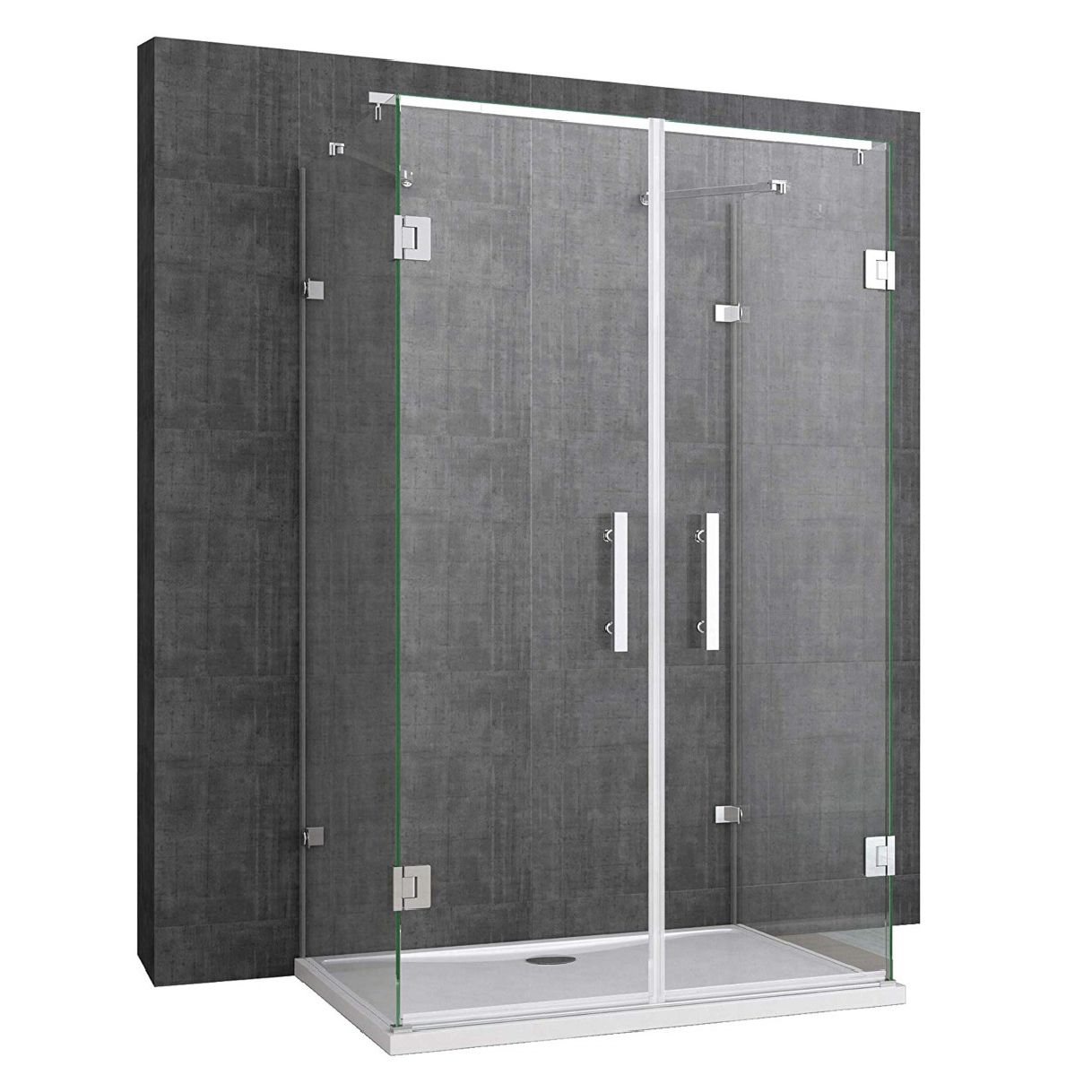 Duschkabine 40, 3 Seiten, Flügeltüren mit 180-Grad-Öffnung, 8 mm Glas, Maße 80-90 x 120 cm