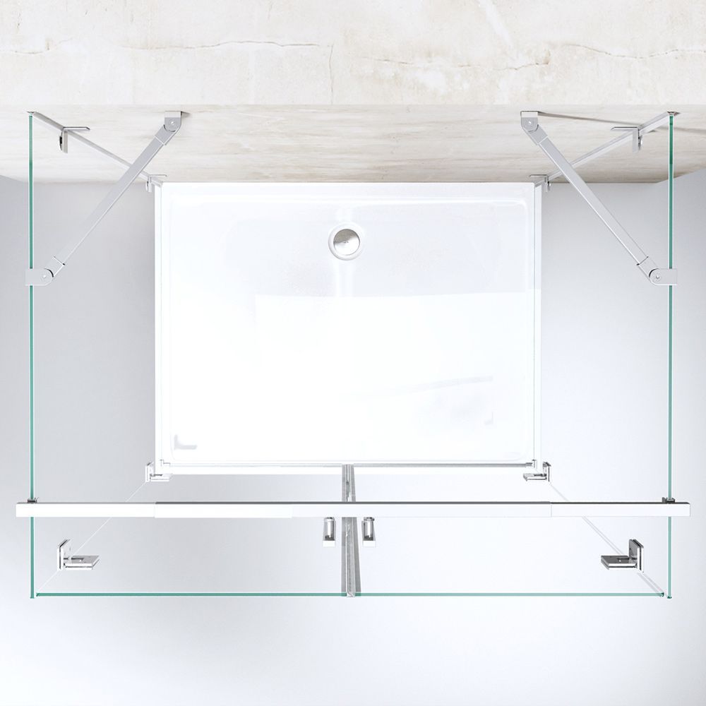 Duschkabine EGO-40, 3 Seiten, Flügeltüren mit 180°-Öffnung, 8 mm Glas, verschiedene Größen