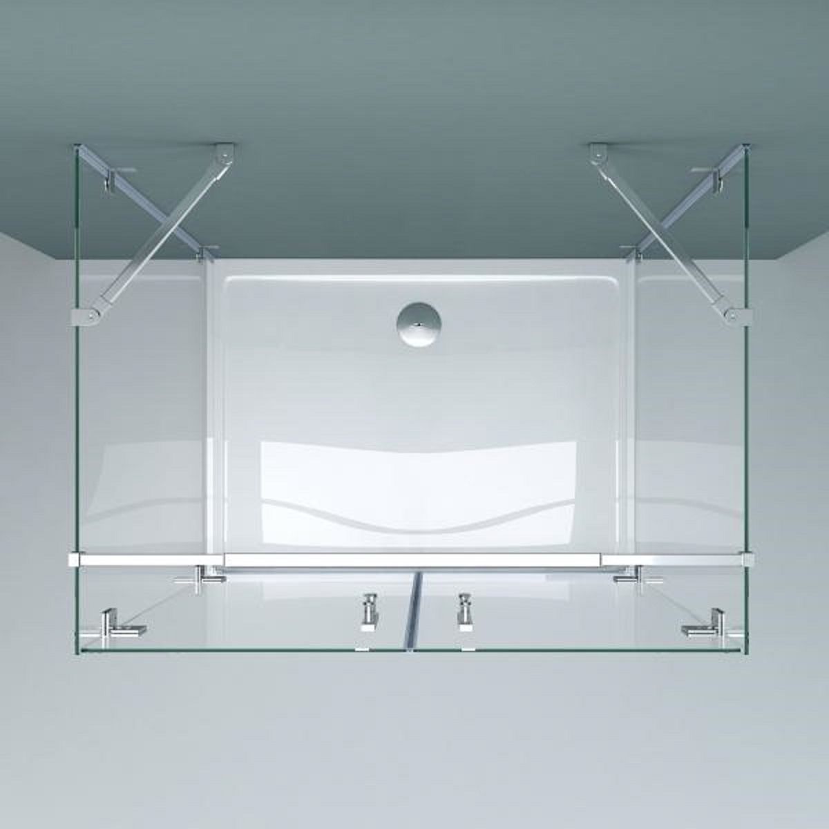 Duschkabine 40, 3 Seiten, Flügeltüren mit 180-Grad-Öffnung, 8 mm Glas, Maße 80-90 x 120 cm