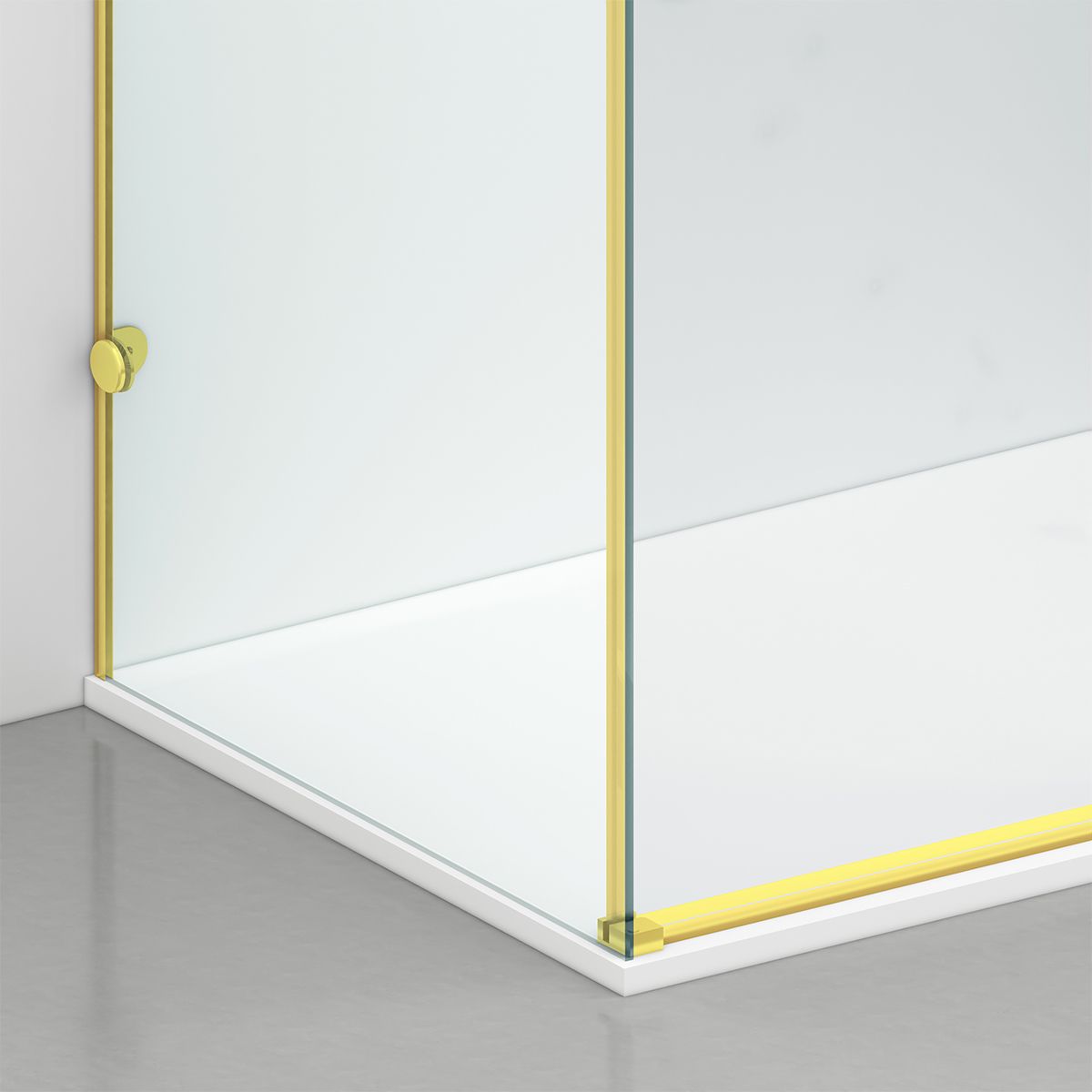 Duschkabine, festem Wandteil, Schiebetür, 8 mm Glas, Nano-Beschichtung, Mattgold, Größen 80-90x120-140-160 cm, Solana