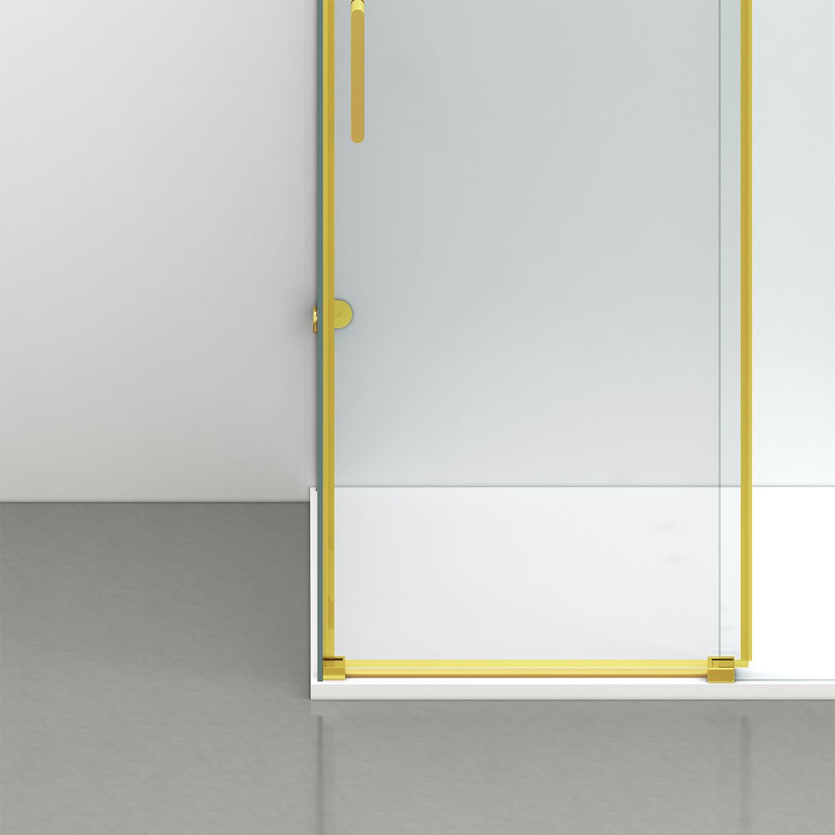 Duschkabine, festem Wandteil, Schiebetür, 8 mm Glas, Nano-Beschichtung, Mattgold, Größen 80-90x120-140-160 cm, Solana