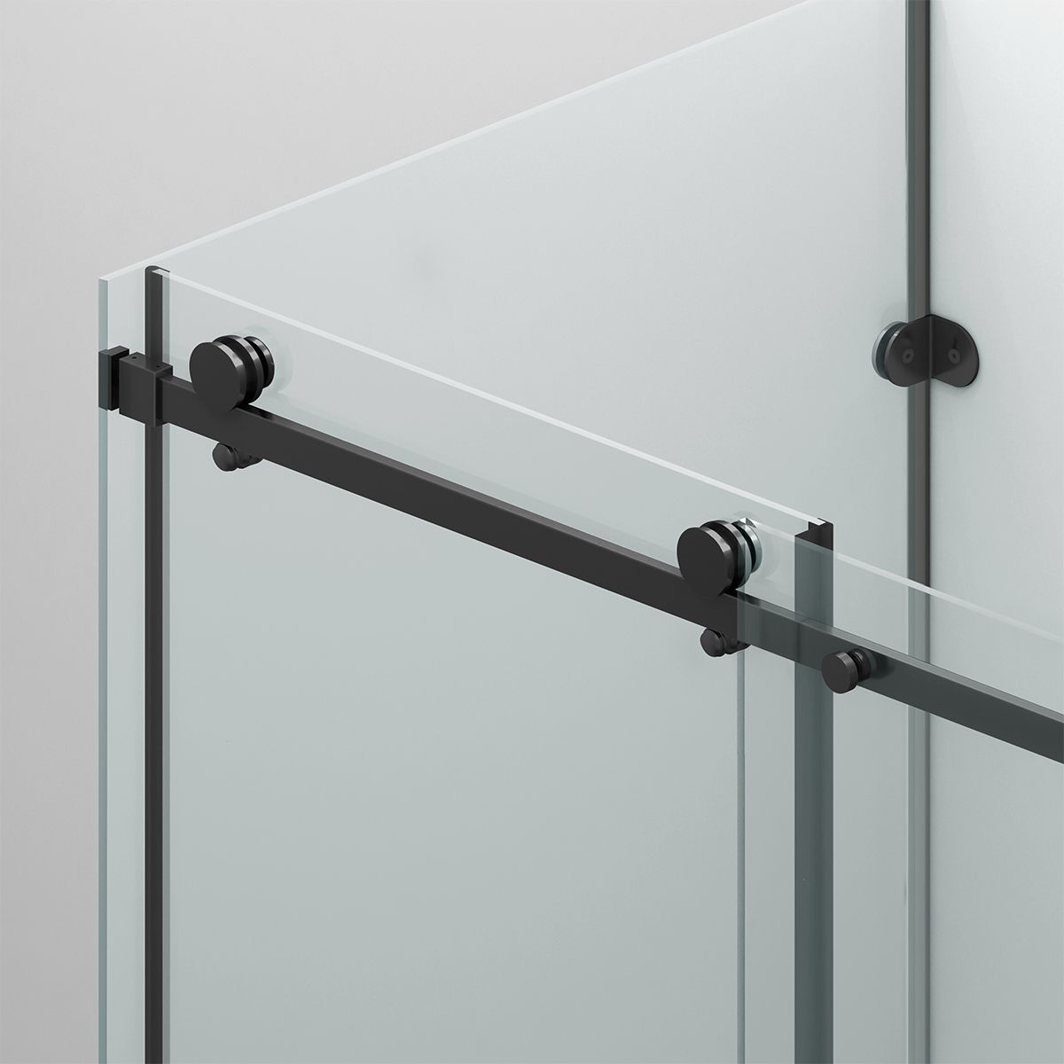 Duschkabine, festem Wandteil, Schiebetür, 8 mm Glas, Nano-Beschichtung, Mattschwarz, Größen 70-90x100-120-160 cm, Solana