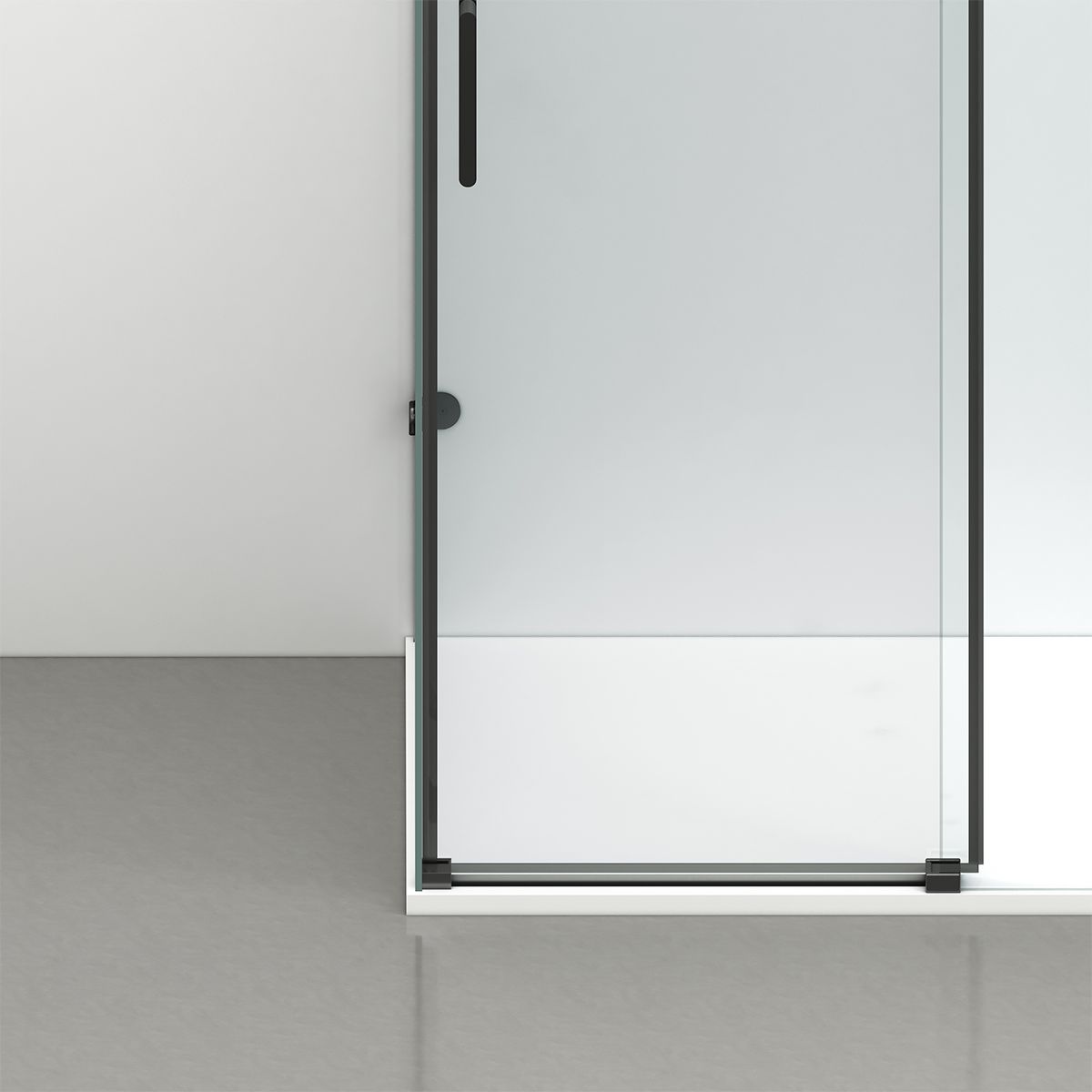 Duschkabine, festem Wandteil, Schiebetür, 8 mm Glas, Nano-Beschichtung, Mattschwarz, Größen 70-90x100-120-160 cm, Solana