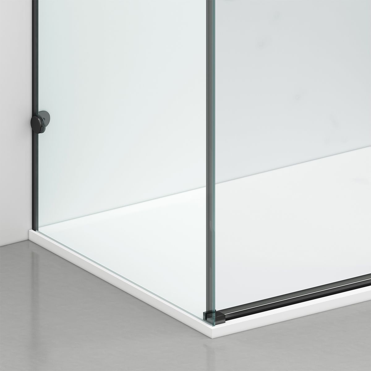Duschkabine, festem Wandteil, Schiebetür, 8 mm Glas, Nano-Beschichtung, Mattschwarz, Größen 70-90x100-120-160 cm, Solana