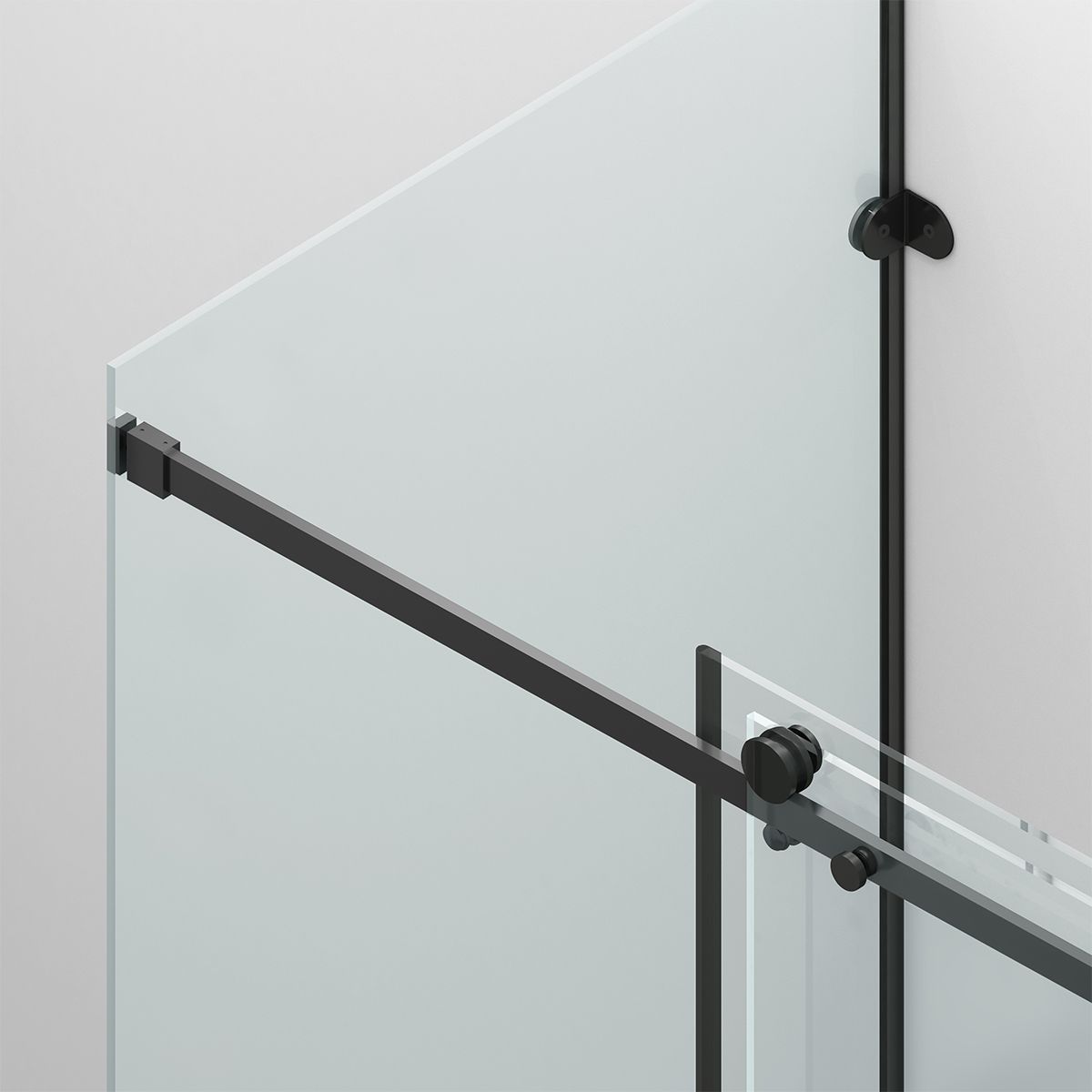 Duschkabine, festem Wandteil, Schiebetür, 8 mm Glas, Nano-Beschichtung, Mattschwarz, Größen 70-90x100-120-160 cm, Solana