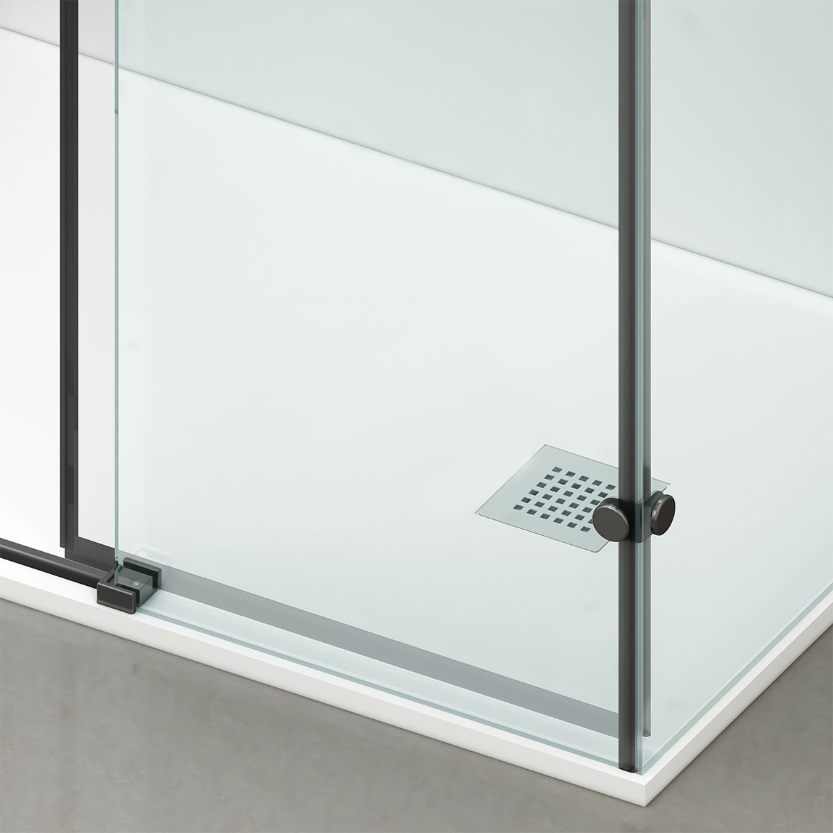 Duschkabine, festem Wandteil, Schiebetür, 8 mm Glas, Nano-Beschichtung, Mattschwarz, Größen 70-90x100-120-160 cm, Solana