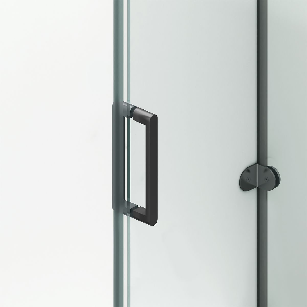 Duschkabine, festem Wandteil, Schiebetür, 8 mm Glas, Nano-Beschichtung, Mattschwarz, Größen 70-90x100-120-160 cm, Solana