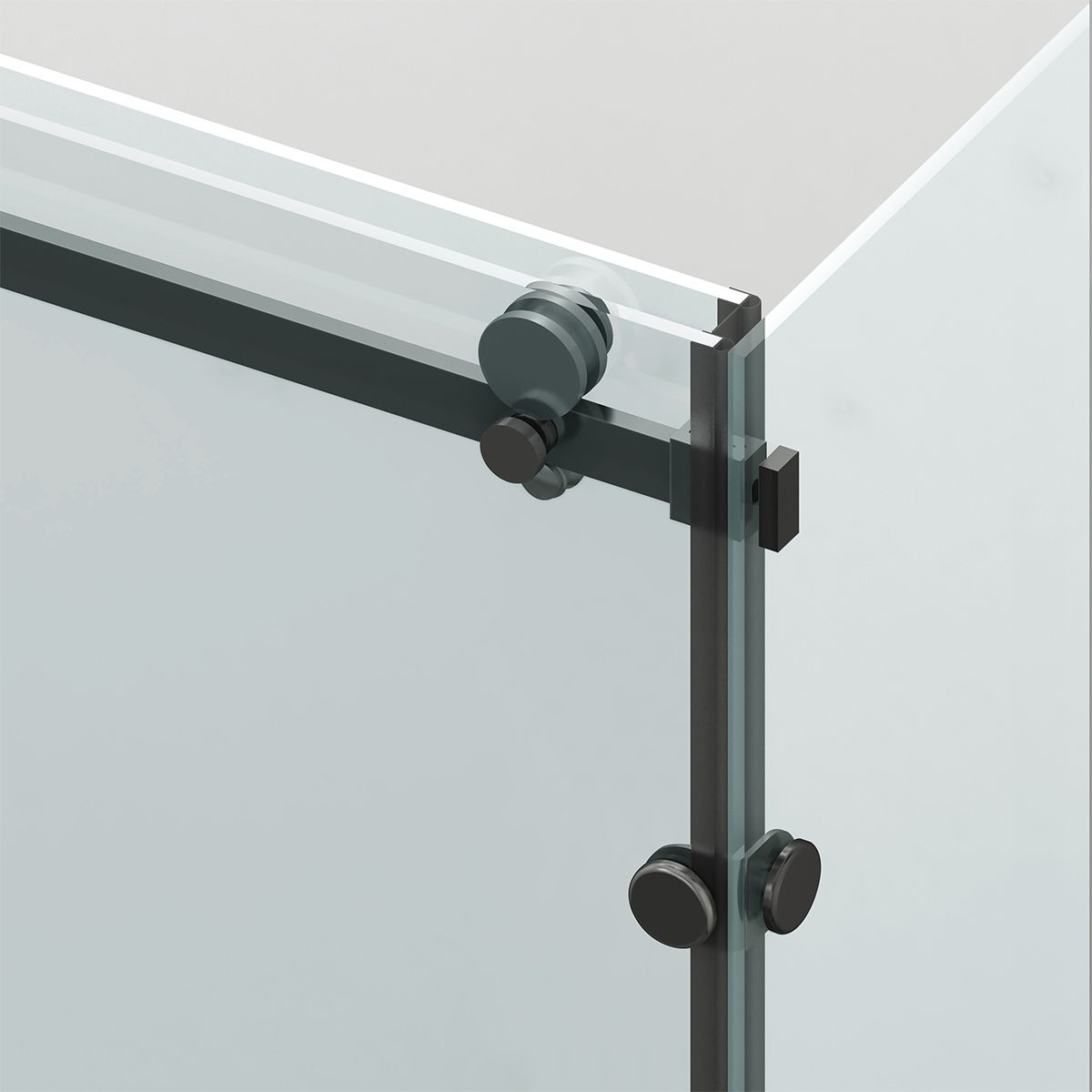 Duschkabine, festem Wandteil, Schiebetür, 8 mm Glas, Nano-Beschichtung, Mattschwarz, Größen 70-90x100-120-160 cm, Solana