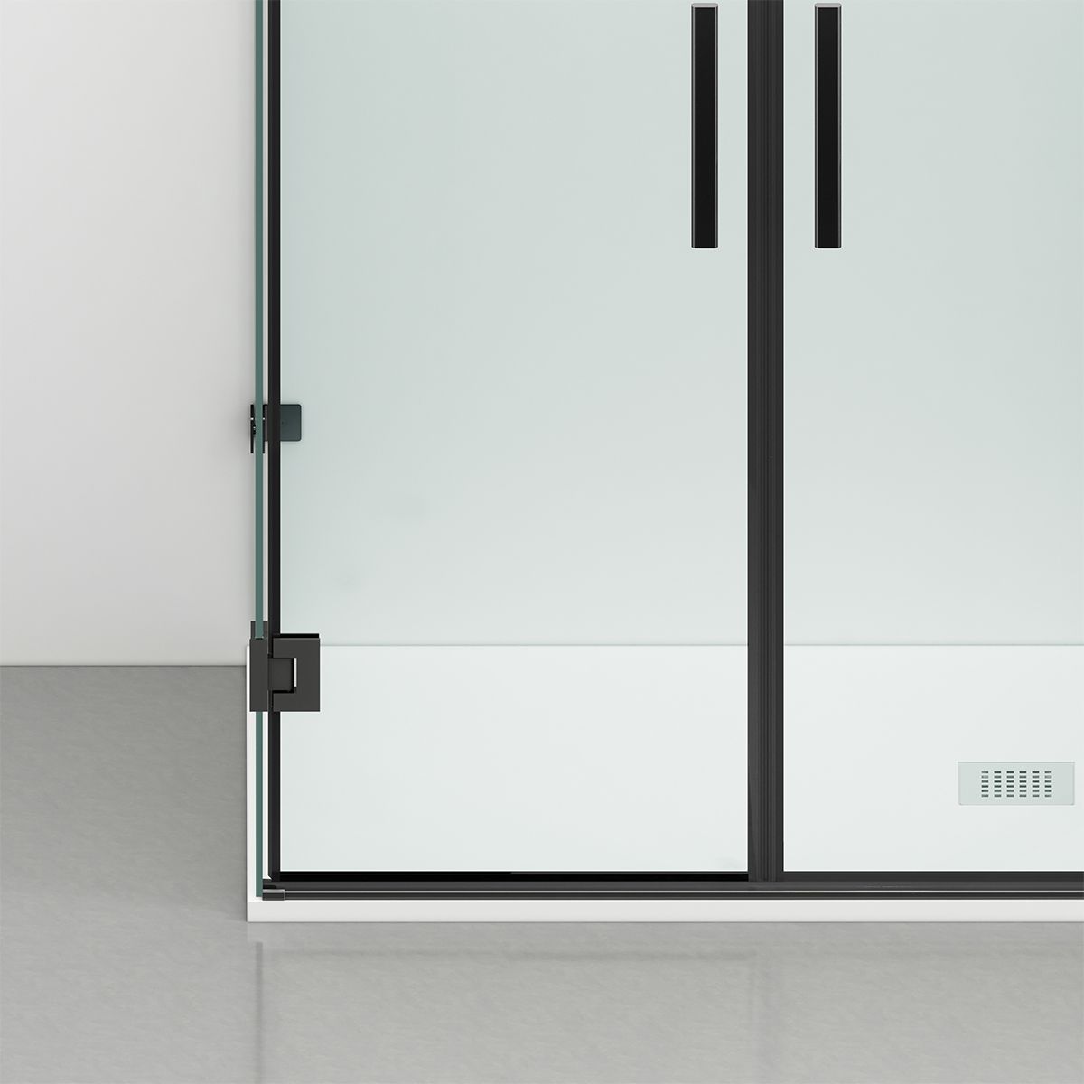Duschkabine, 3-seitig, Pendeltür, Mattschwarz, 8 mm Glas, Nano-Beschichtung, Größen 70-80-90x100-120 cm, Trinity