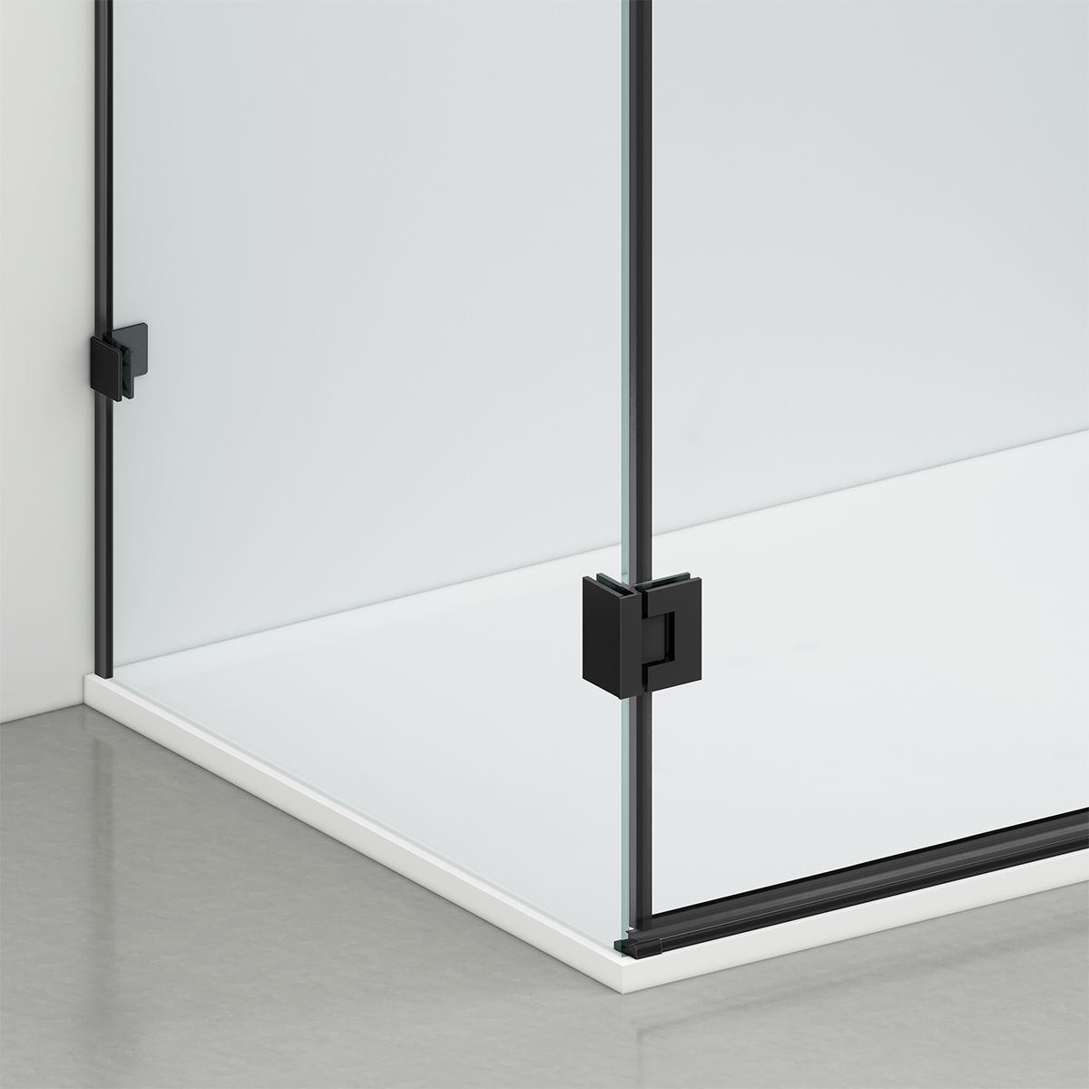 Duschkabine, 3-seitig, Pendeltür, Mattschwarz, 8 mm Glas, Nano-Beschichtung, Größen 70-80-90x100-120 cm, Trinity