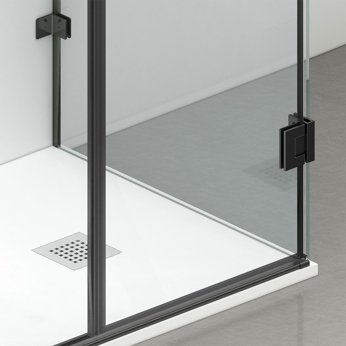 Duschkabine, 3-seitig, Pendeltür, Mattschwarz, 8 mm Glas, Nano-Beschichtung, Größen 70-80-90x100-120 cm, Trinity